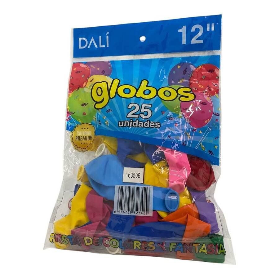 Globo Número 12 Multicolor x 25 unidades