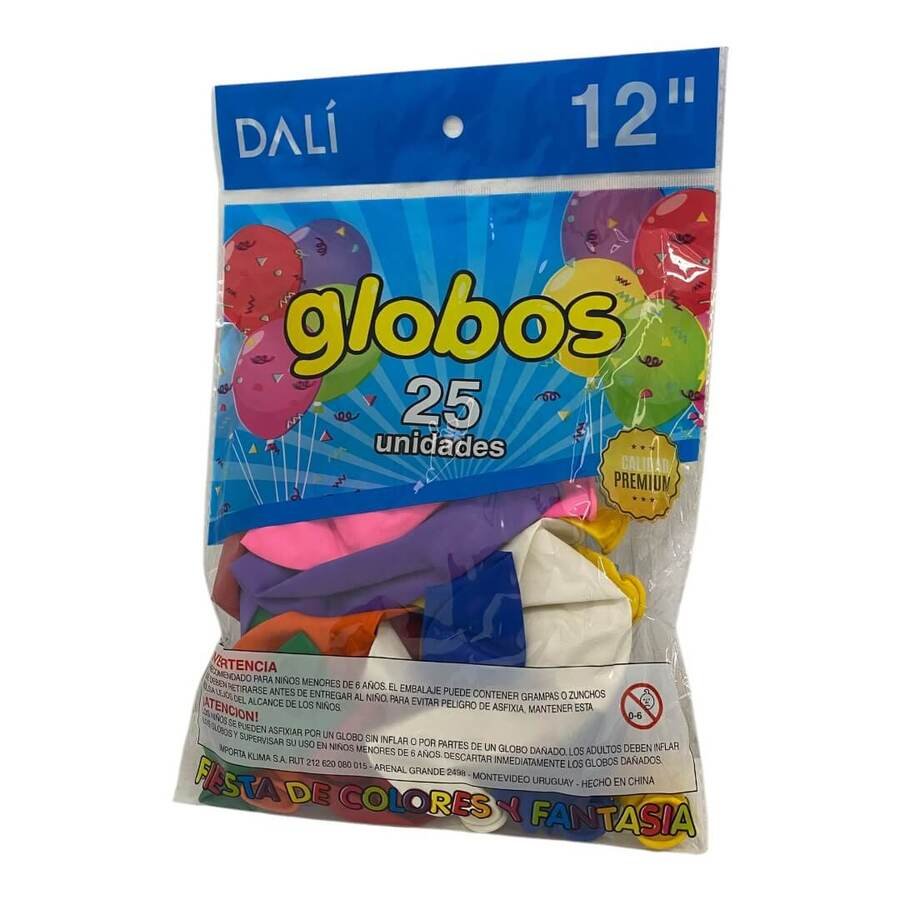 Globo Número 12 Multicolor x 25 unidades