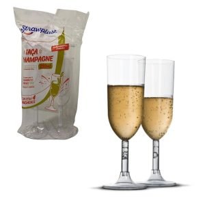 Copa Champagne Plástico Descartable 220mlx4