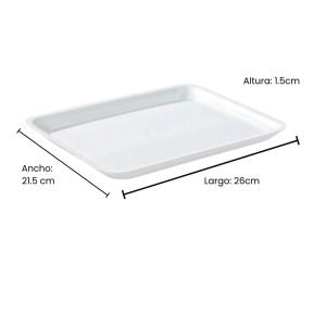Bandeja Espuma Plast Descartable Varias Medidas - 21.5x26x1.5 cm