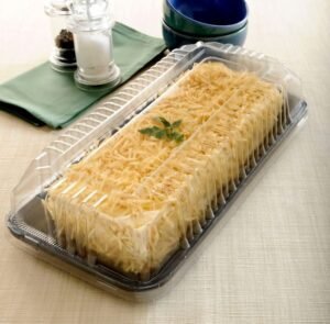 Campana Bandeja Torta Descartable Rectangular 13x30x7cm G65M