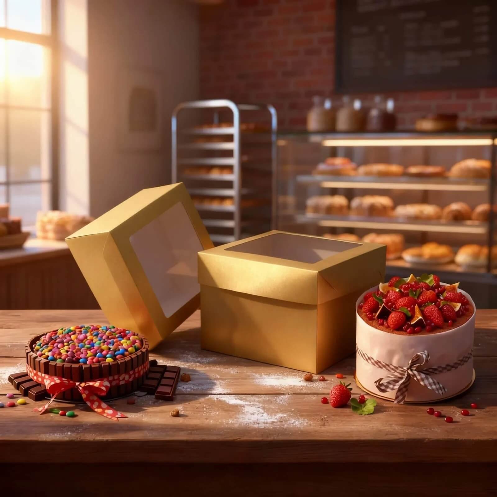 Caja Cartón Visor Tortas 26x26x18cm