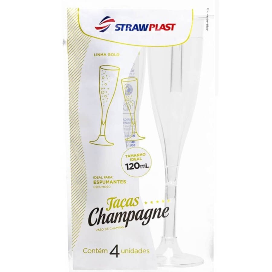 Copa Descartable para Champagne 120 ml x 4 unidades