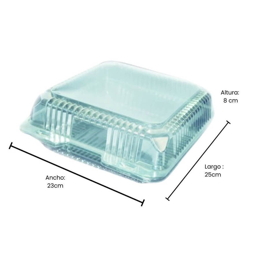 Bandeja Estuche Descartable Pet Tapa 23x25x8cm K230