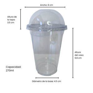 Vaso Tapa Domo Descartable Plástico - 270 ml