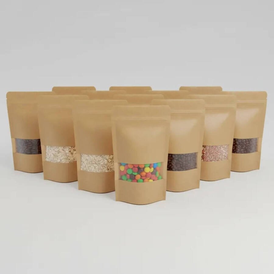 Bolsa de Papel Kraft con Visor y Cierre 16x23cm