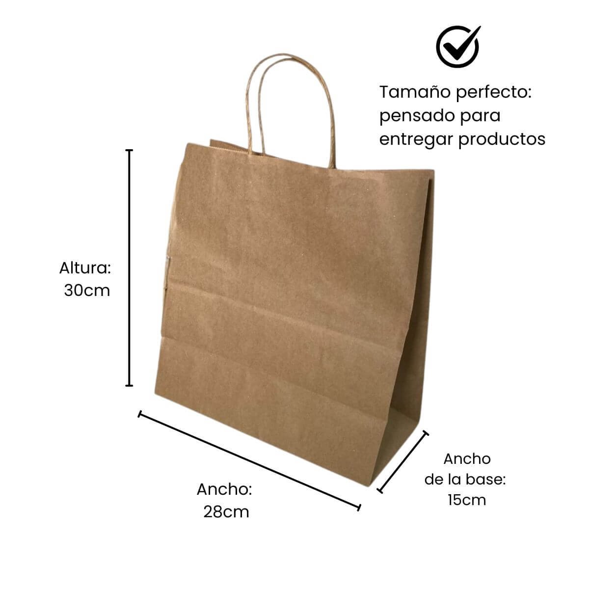 Bolsa papel Kraft 28x30x15cm con Asas