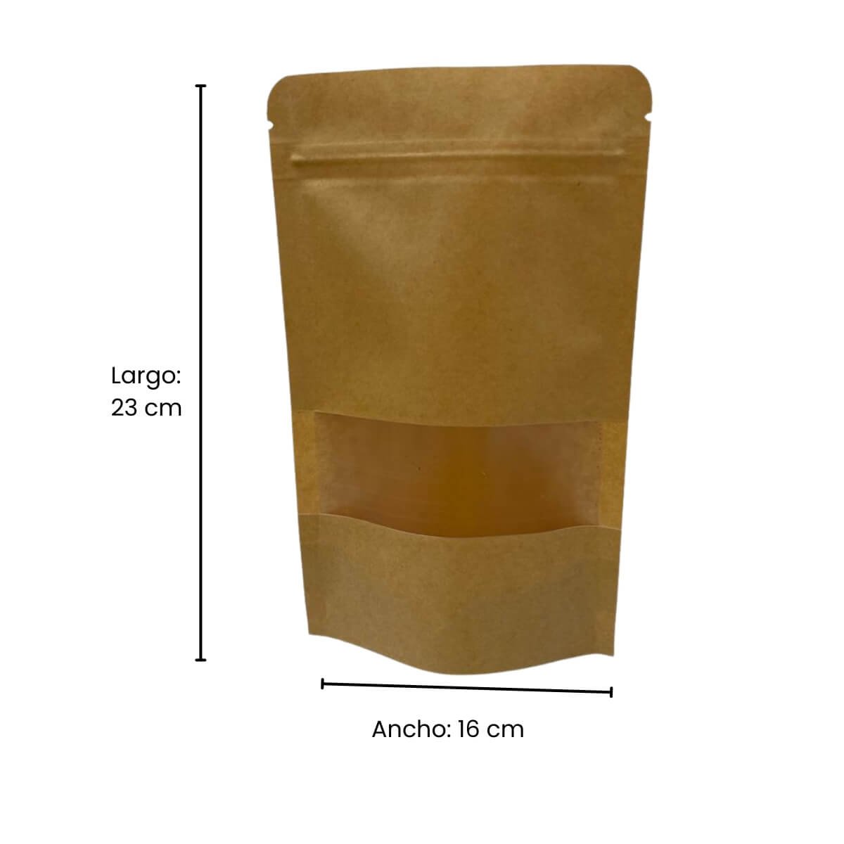 Bolsa de Papel Kraft con Visor y Cierre 16x23cm