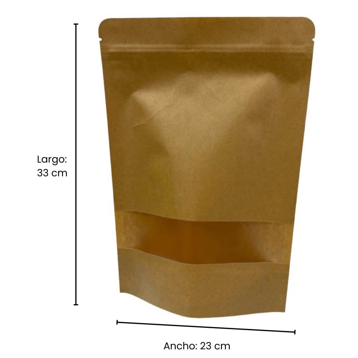 Bolsa de Papel Kraft con Visor y Cierre 23x33cm