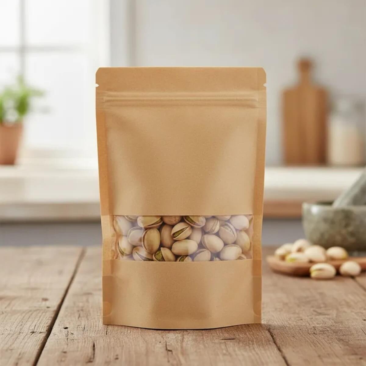 Bolsa de Papel Kraft con Visor y Cierre 23x33cm