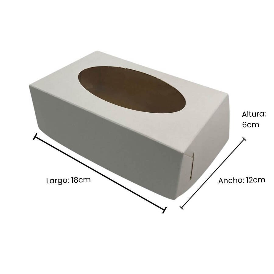 Caja Cartón Visor 12x18x6cm Para Masas De 1/4 Kilo