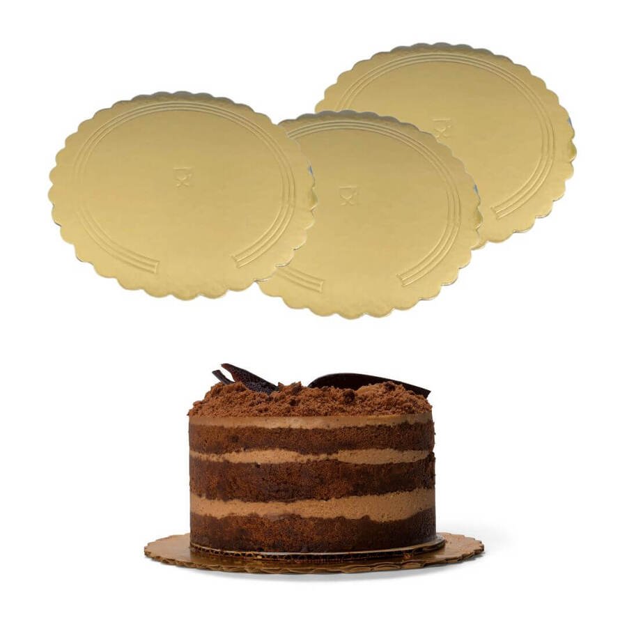 Base Para Torta Disco 30cm Dorado Cartón Rígido