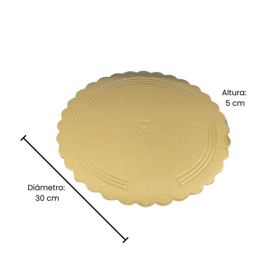 Base Para Torta Disco 30cm Dorado Cartón Rígido