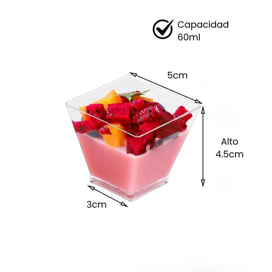 Vaso Shot Postre 60ml cuadrado 24 un Descar