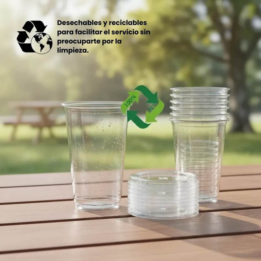 Vaso Plástico Tapa sorbito Descartable Transparente