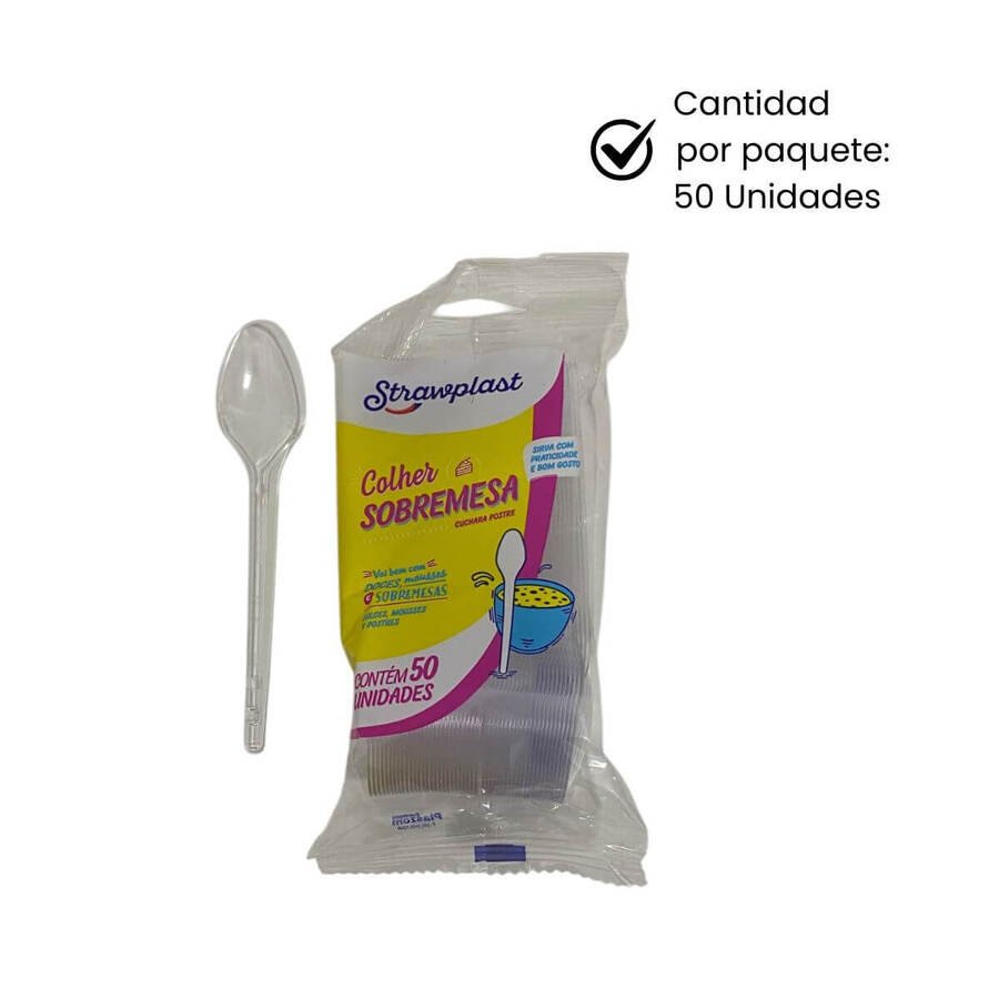 Cuchara Postre Descartable Cristal Strawpla