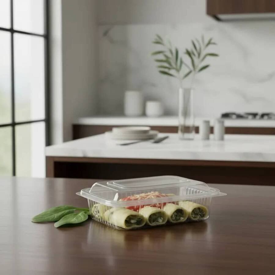 Bandeja descartable con Tapa para Microondas Vianda