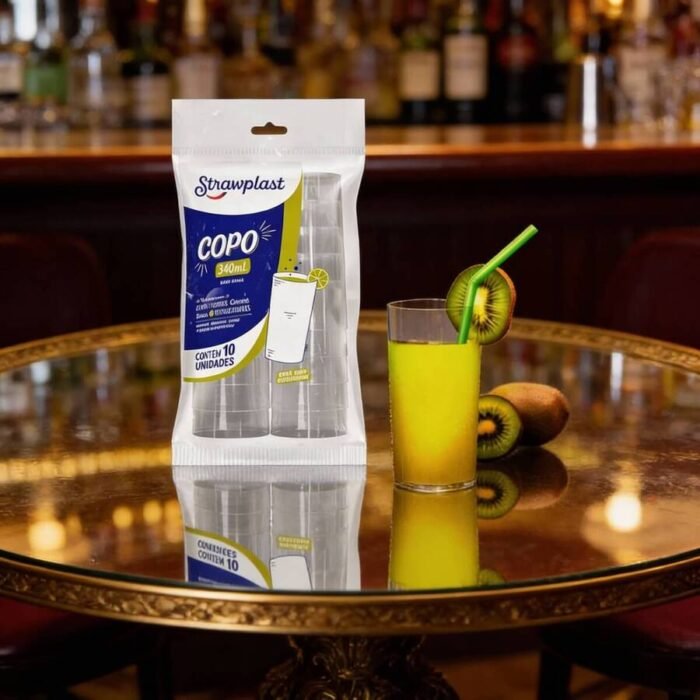 Vaso Largo Plástico Descartable 340ml 10Un