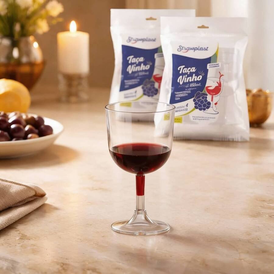 Copas Vino Descartables 260ml X 4 Unid