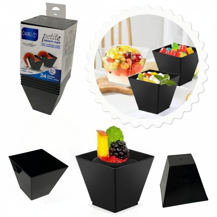 Vaso Shot Postre 60ml cuadrado 24 un Negro