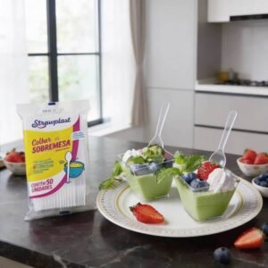 Cuchara Postre Descartable Cristal Strawpla