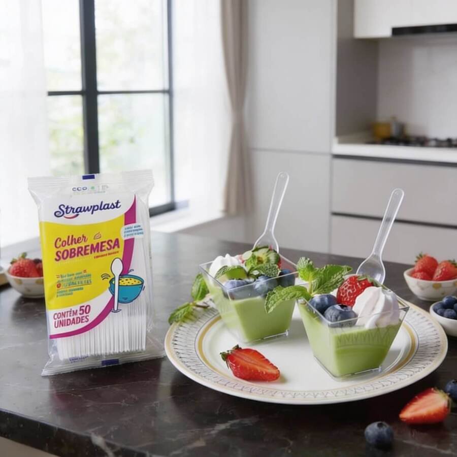 Cuchara Postre Descartable Cristal Strawpla