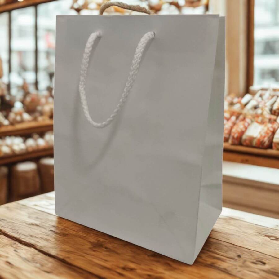 Bolsa de Papel Asas con Cordón 27x38x10cm x Unidad