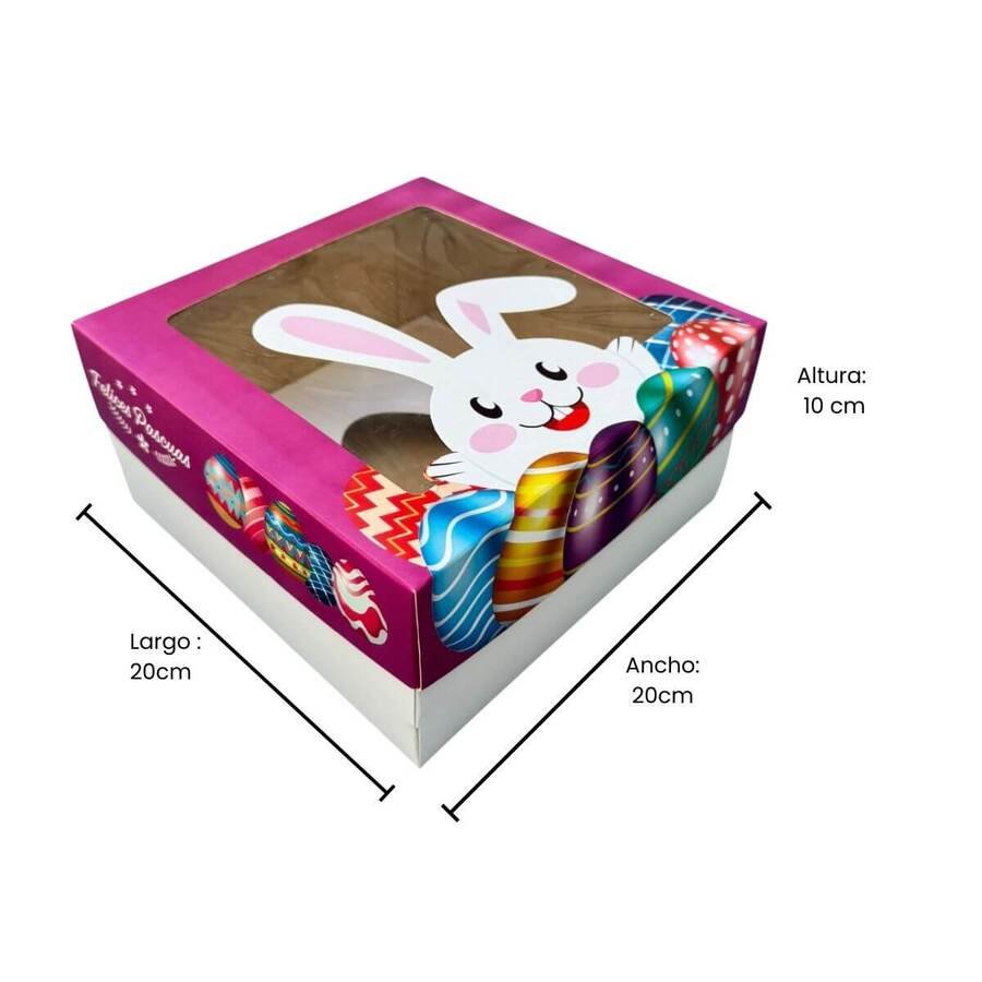 Caja para 1 Huevo de pascua Impresa Conejo con cuchara x uni