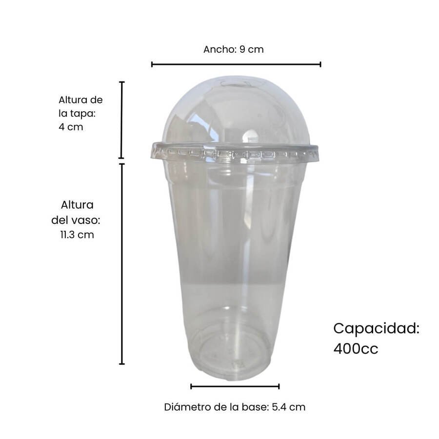 Vaso Descartable Tapa Domo 400ml Desechable - 100 unid
