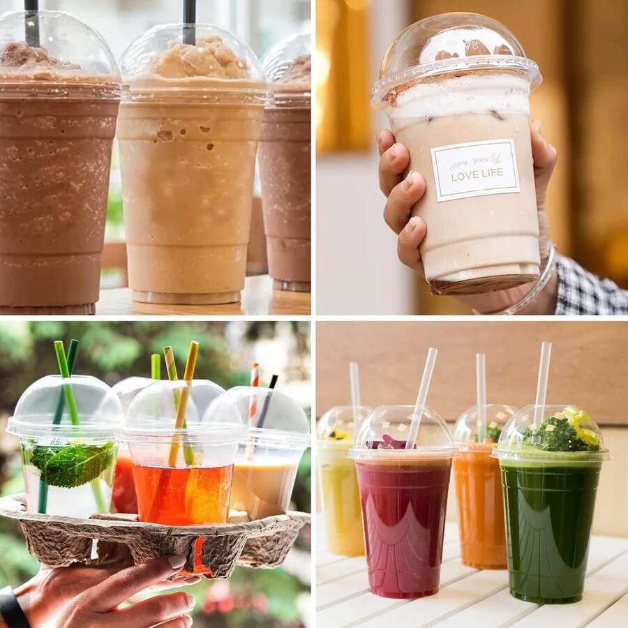 Vaso Domo Tapa Descartable 500 Ml Precortada Sorbito 100 Uni