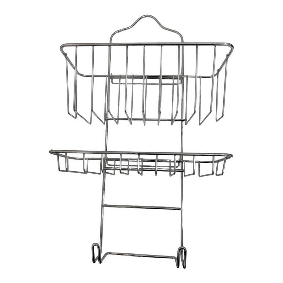 PORTA SHAMPOO 2 ESTANTES Y GANCHOS