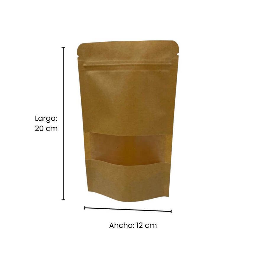 Bolsa de Papel Kraft Visor y Cierre 12x20cm