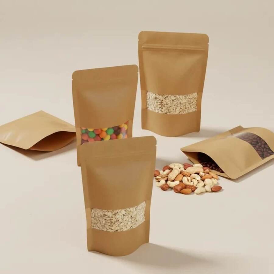 Bolsa de Papel Kraft Visor y Cierre 12x20cm