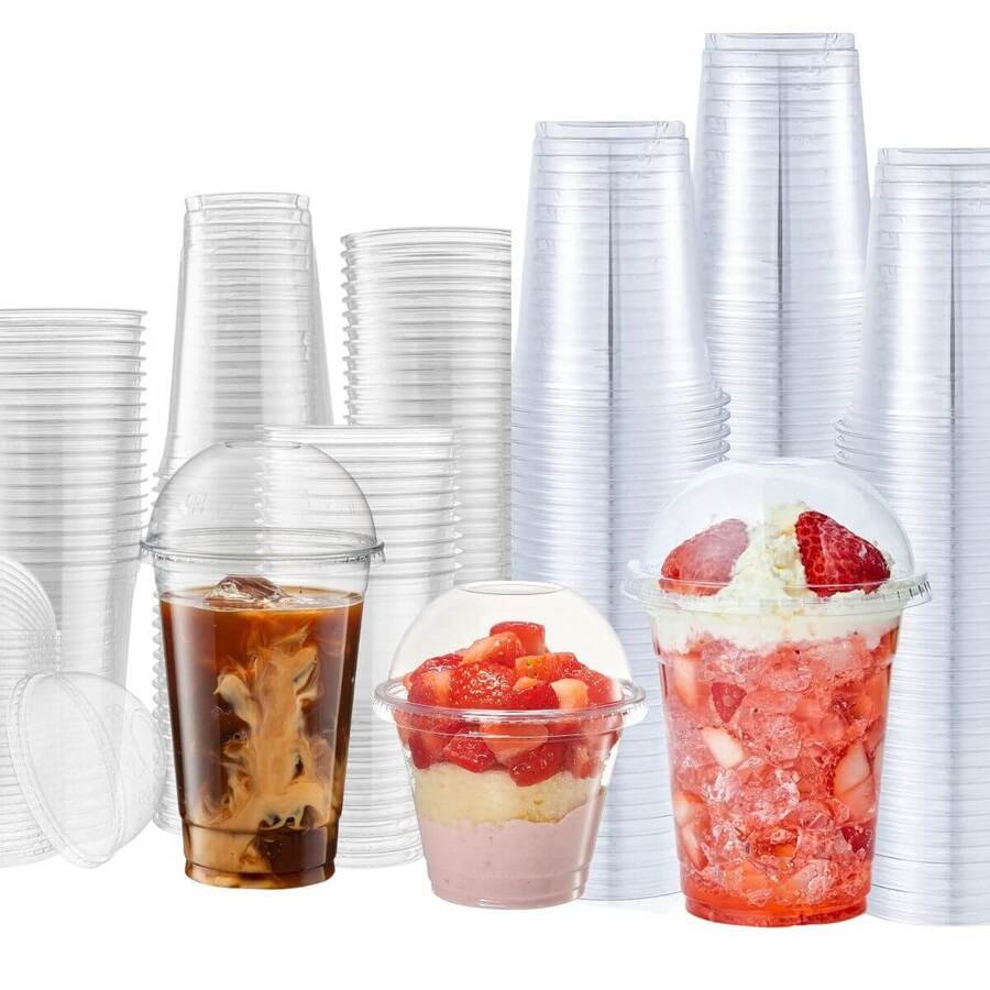 Vaso Descartable Tapa Domo Alto 270ml Desechable - 100 unid