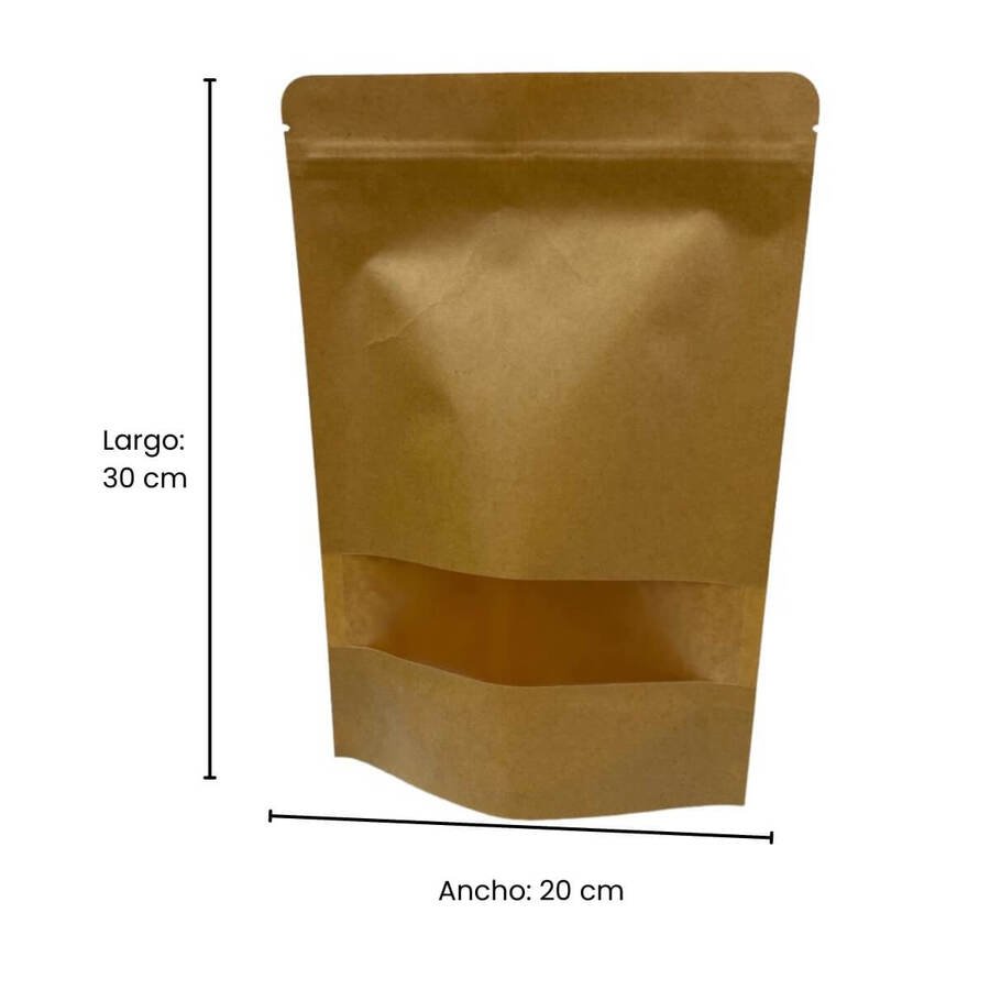 Bolsa de Papel Kraft Visor y Cierre 20x30cm