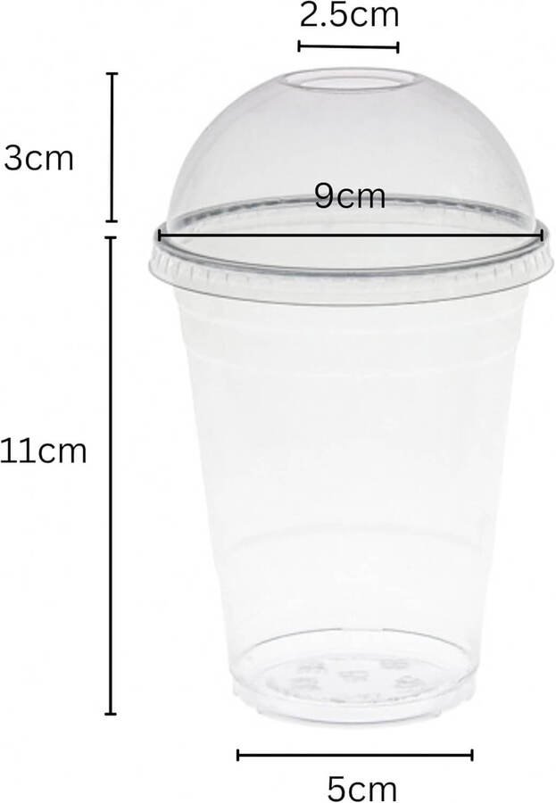 Vaso Descartable Tapa Domo Plástico 340 Ml  - Pack 100 Uni