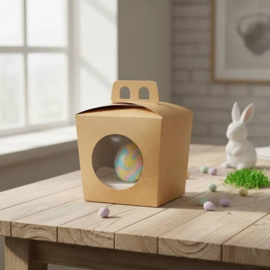 Caja para 1 Huevo de Pascua Marrón c/asas x Unidad