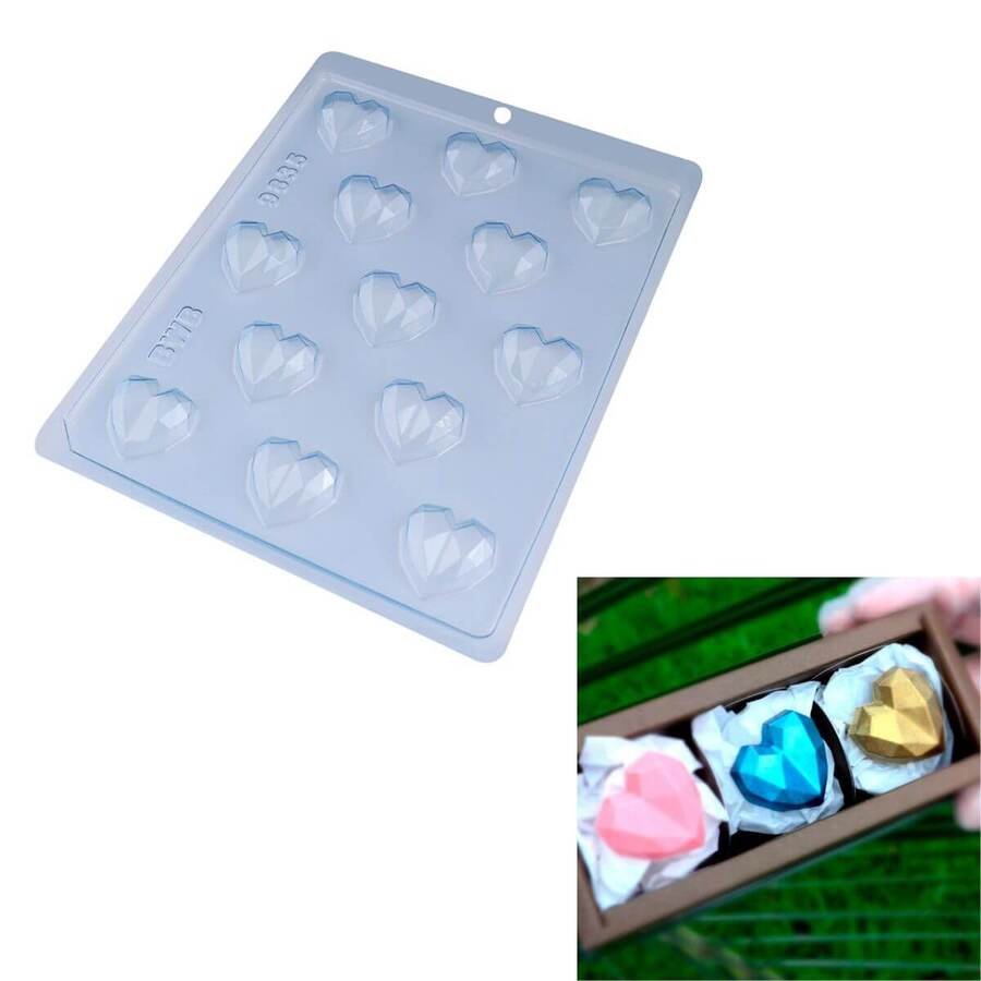 Molde Bombón Acetato Corazón Facetado