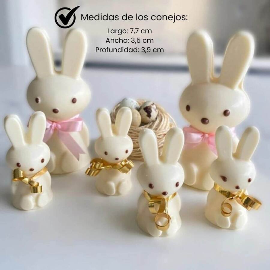 Molde Conejo Sentado 3 piezas Acetato y Silicona