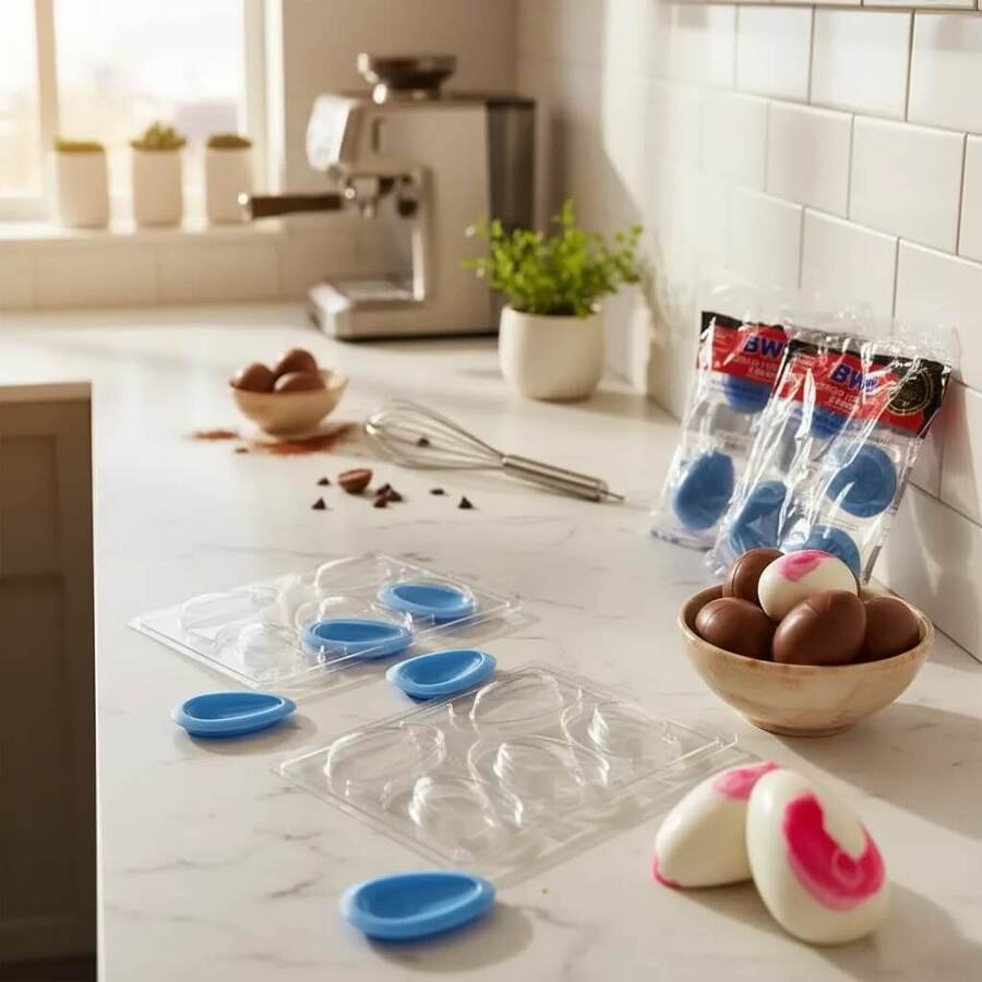 Molde Huevo Pascua 50grs Silicona y Acetato 3 piezas