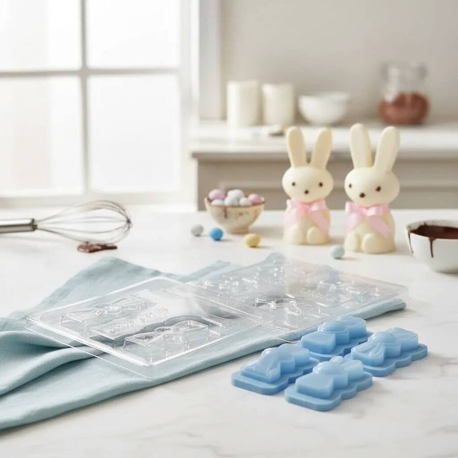 Molde Conejo Sentado 3 piezas Acetato y Silicona