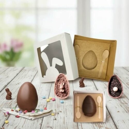 Caja para 1 Huevo de pascua Visor Conejo con cucharas x unid