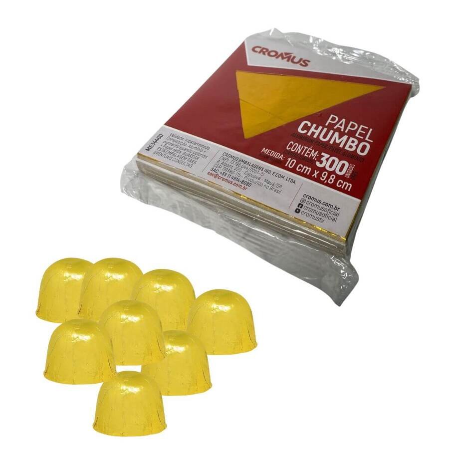 Papel Envolver Bombones Chocolate 10x10cm Amarillo 300Un