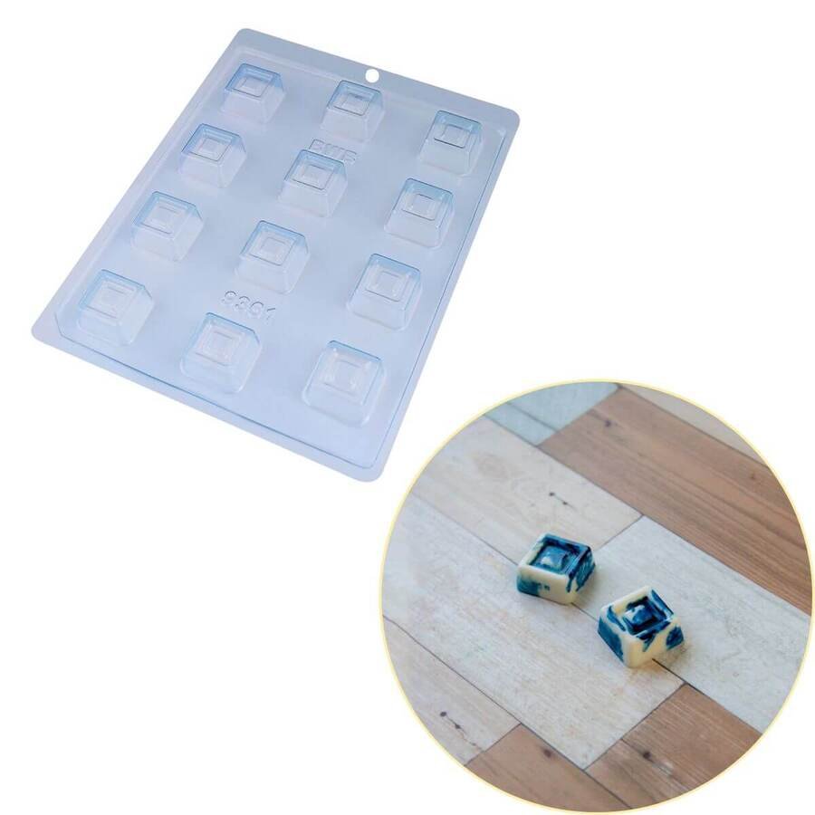 Molde Bombón Acetato Geométrico Cuadrado