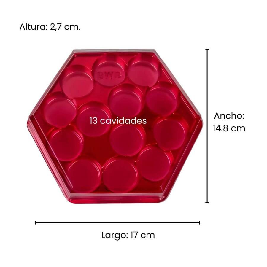 Bombonera Hexagonal 13 cavidades Roja
