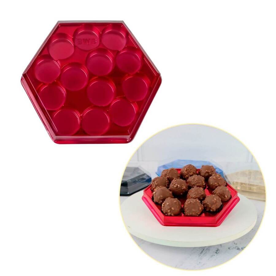 Bombonera Hexagonal 13 cavidades Roja
