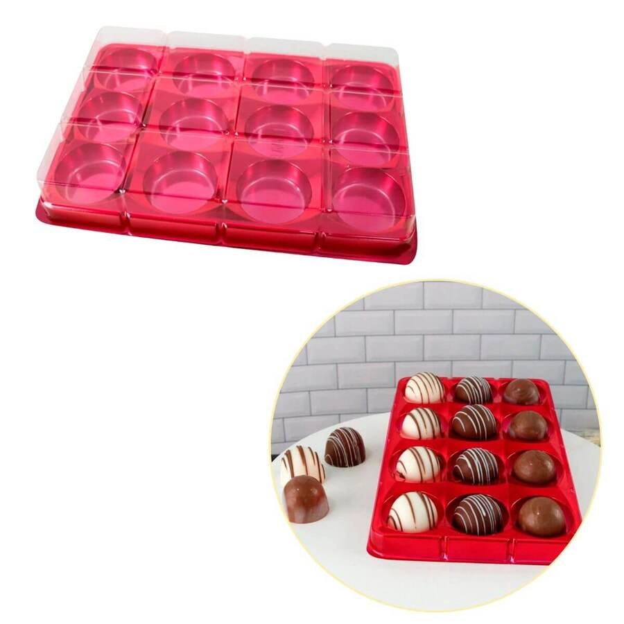 Bombonera Rectangular 12 Cavidades Roja