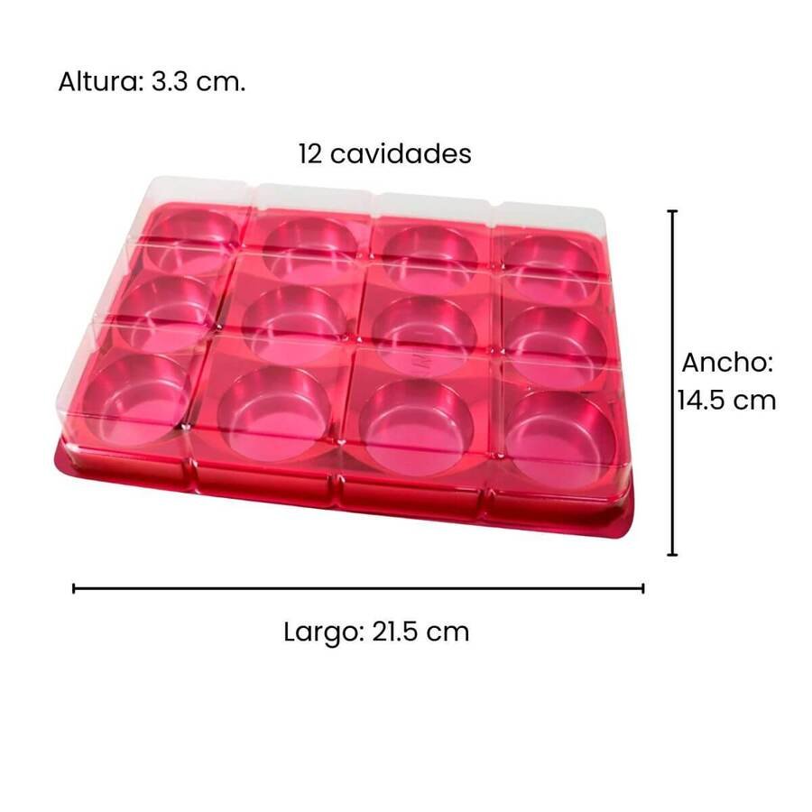 Bombonera Rectangular 12 Cavidades Roja