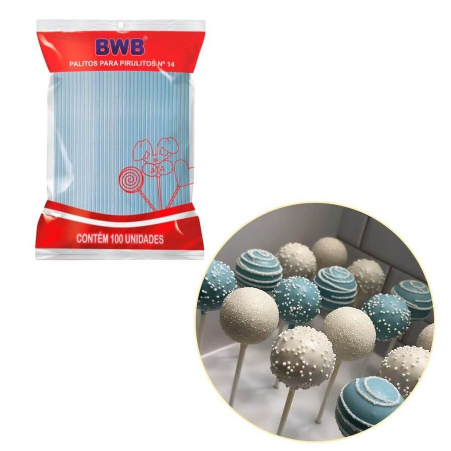 Palito Cake Pop 14cm x 100 Unid. Celeste