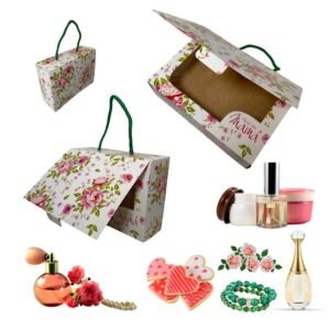 Caja Cartón Rosas Feliz día mamá con cordón 15x21x7cm  x Un